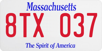 MA license plate 8TX037