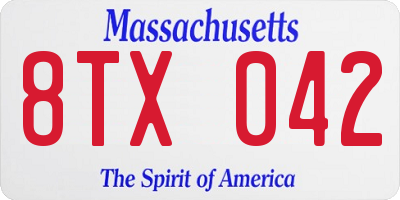 MA license plate 8TX042