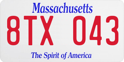 MA license plate 8TX043