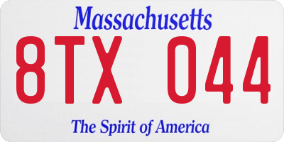 MA license plate 8TX044