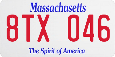 MA license plate 8TX046