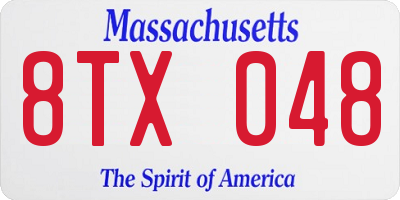 MA license plate 8TX048