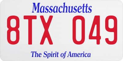 MA license plate 8TX049
