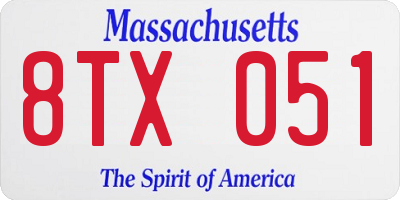MA license plate 8TX051