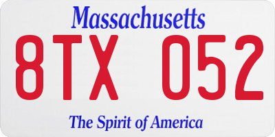 MA license plate 8TX052