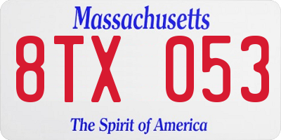 MA license plate 8TX053