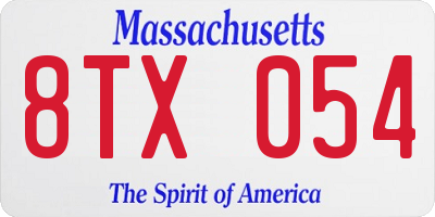 MA license plate 8TX054