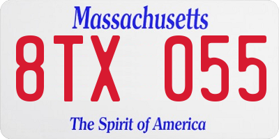 MA license plate 8TX055