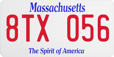 MA license plate 8TX056