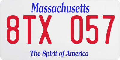 MA license plate 8TX057