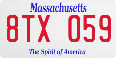 MA license plate 8TX059