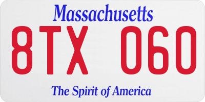 MA license plate 8TX060