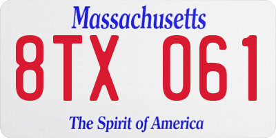 MA license plate 8TX061