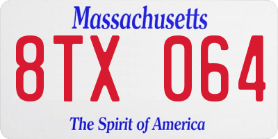MA license plate 8TX064