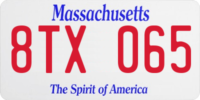 MA license plate 8TX065