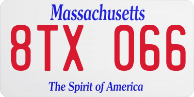 MA license plate 8TX066