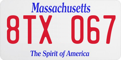 MA license plate 8TX067