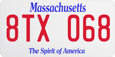 MA license plate 8TX068