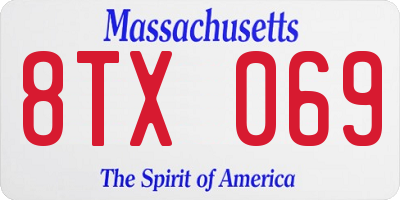 MA license plate 8TX069