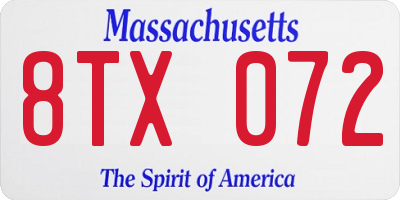 MA license plate 8TX072