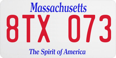 MA license plate 8TX073