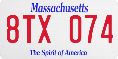 MA license plate 8TX074
