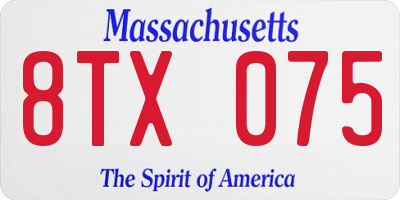 MA license plate 8TX075