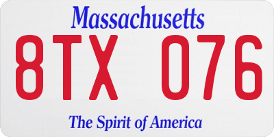 MA license plate 8TX076
