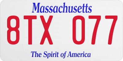 MA license plate 8TX077