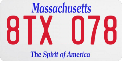 MA license plate 8TX078