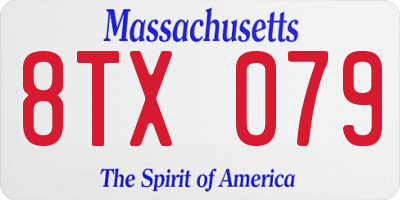 MA license plate 8TX079