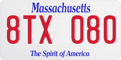 MA license plate 8TX080