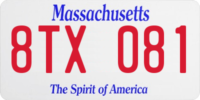 MA license plate 8TX081