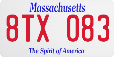 MA license plate 8TX083