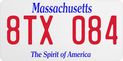 MA license plate 8TX084