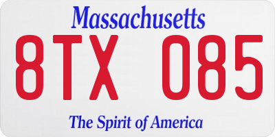 MA license plate 8TX085