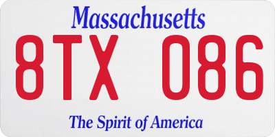 MA license plate 8TX086