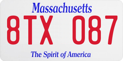 MA license plate 8TX087