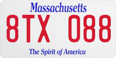MA license plate 8TX088