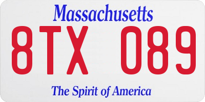 MA license plate 8TX089