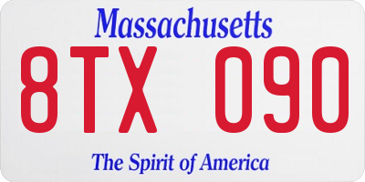 MA license plate 8TX090
