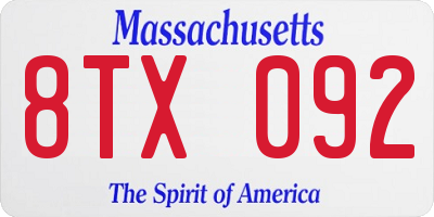 MA license plate 8TX092