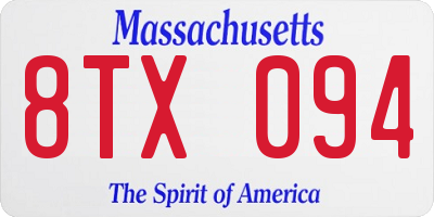MA license plate 8TX094