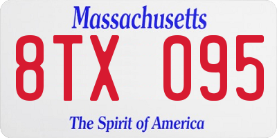 MA license plate 8TX095