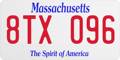MA license plate 8TX096