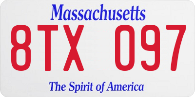 MA license plate 8TX097