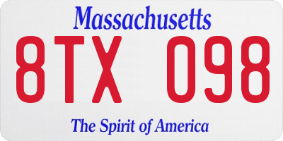 MA license plate 8TX098