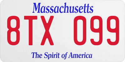 MA license plate 8TX099