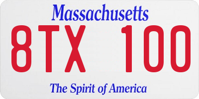 MA license plate 8TX100