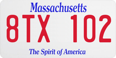 MA license plate 8TX102